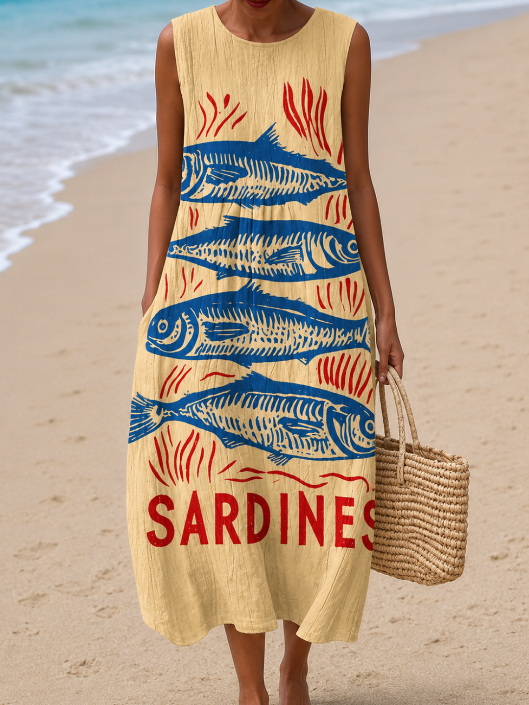 Katherine - Women's Sleeveless Midi Dress with Relaxed Fit