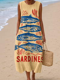 Katherine - Women's Sleeveless Midi Dress with Relaxed Fit - S