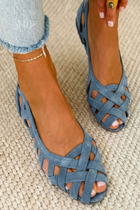 Quennie - Woven Summer Sandals - Sky Blue