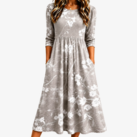 Silver Blossom Grace Pocket Midi Dress - S