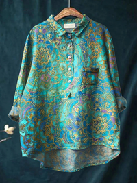 Katie | Women's Retro Art Print Casual Shirt - Multicolour