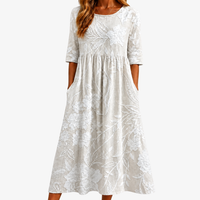 Whispering Garden Elegant Pocket Midi Dress - S