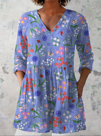 Aline | Long Blouse with V-Neck - Purple