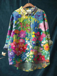 Rebecca | Women's Vintage Lovely Floral Art Print Casual Shirt - Multicolour
