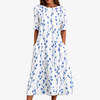 Blue Meadow Breeze Pocket Midi Dress - S