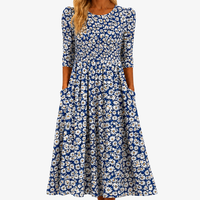Blue Daisy Garden Pocket Maxi Dress - S