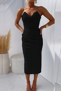 Aurora™ | Flattering Draped Dress - Black