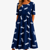 Dragonfly Breeze Pocket Midi Dress - S