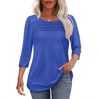 TESSARA™ – Casual Pleated Front Spring Top - Blue