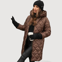 LENARA – COSY QUILTED COAT - Brown