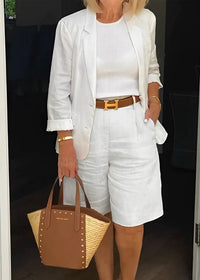 Riley - Stylish Two-Piece Suit Set - White