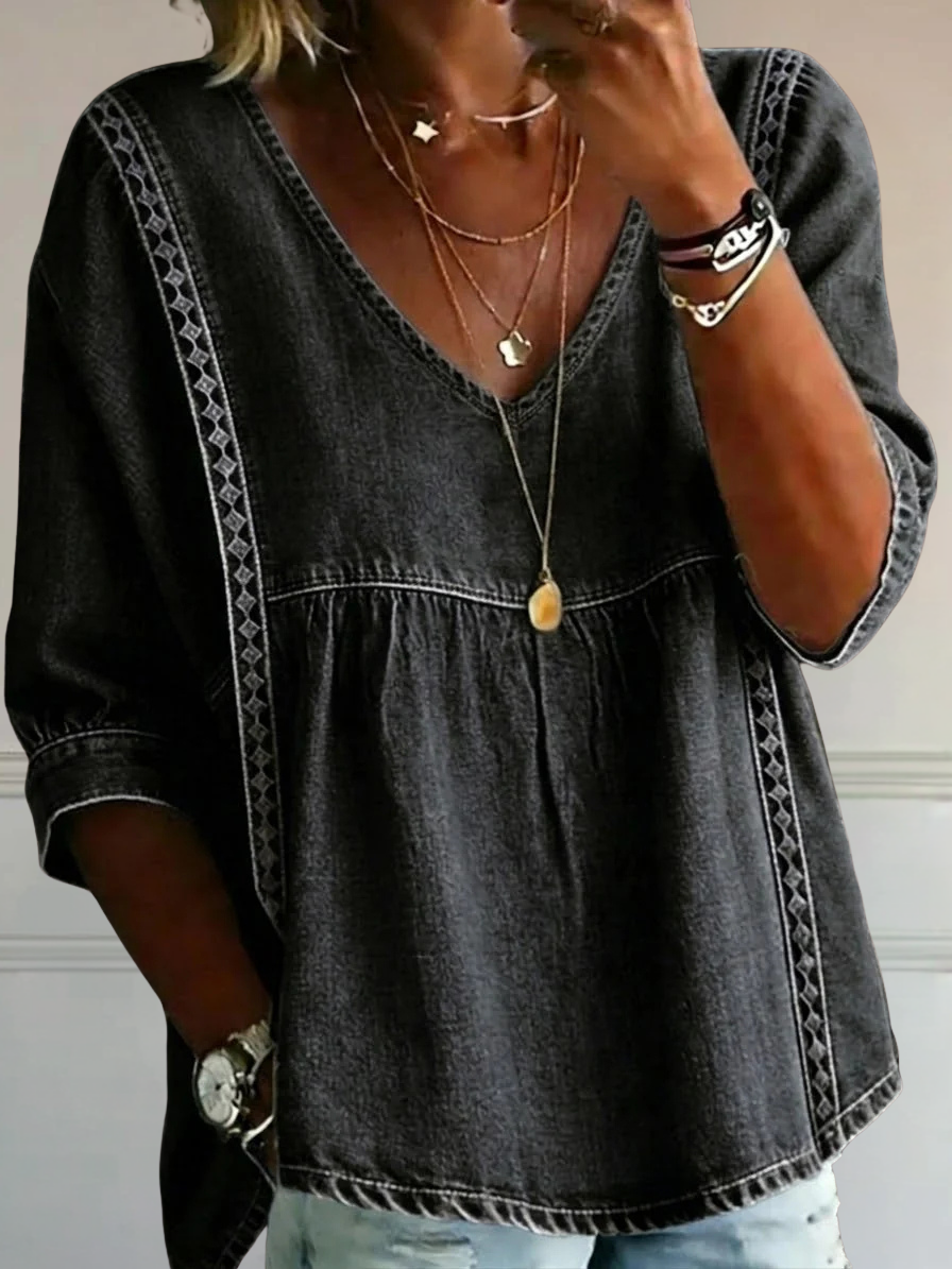 SOPHIE™ | Relaxed Cotton V-Neck Top