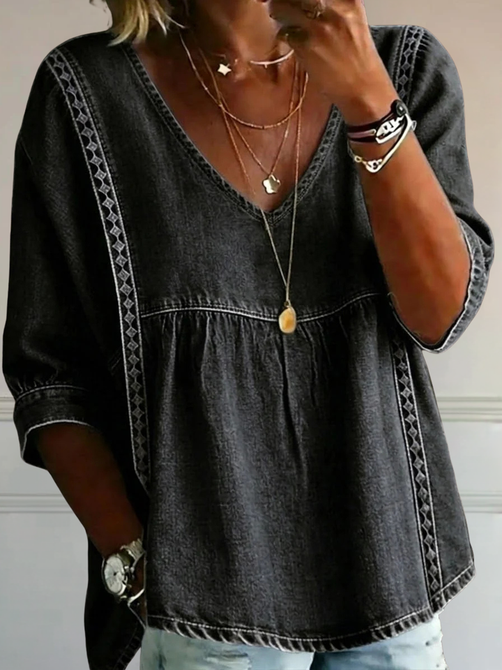 SOPHIE™ | Relaxed Cotton V-Neck Top