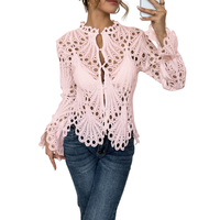 SARAH™ – Modern Hollow Detail Blouse - Pink