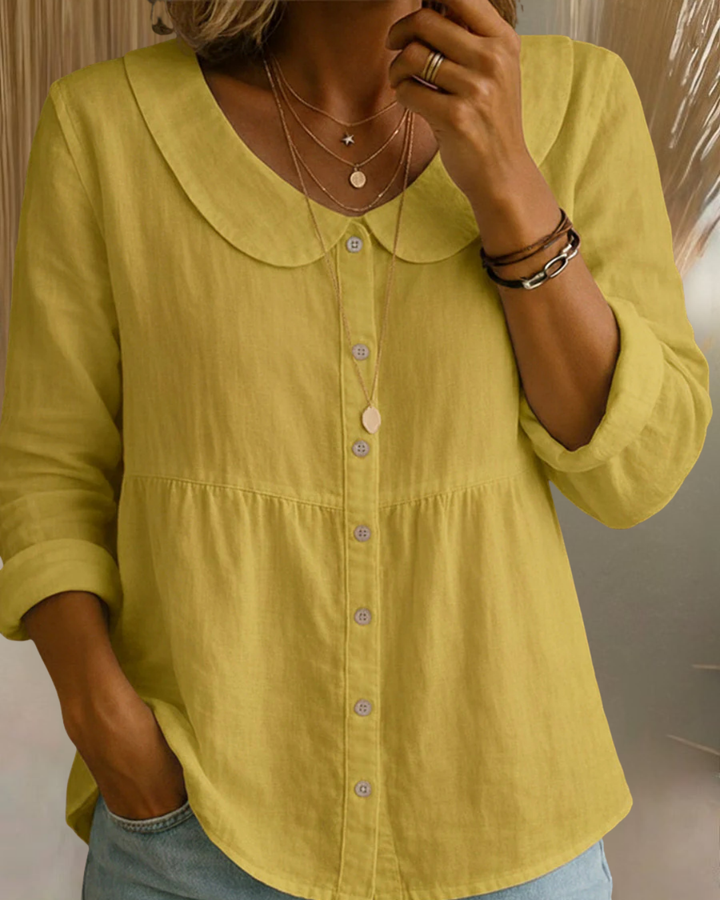 Arlira | Soft Linen Blouse with Peter Pan Collar