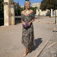 Mikaela | Off Shoulder Maxi Dress - Olive Green