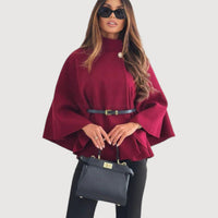 ALIYA – ELEGANT CAPE JACKET - Wine Red