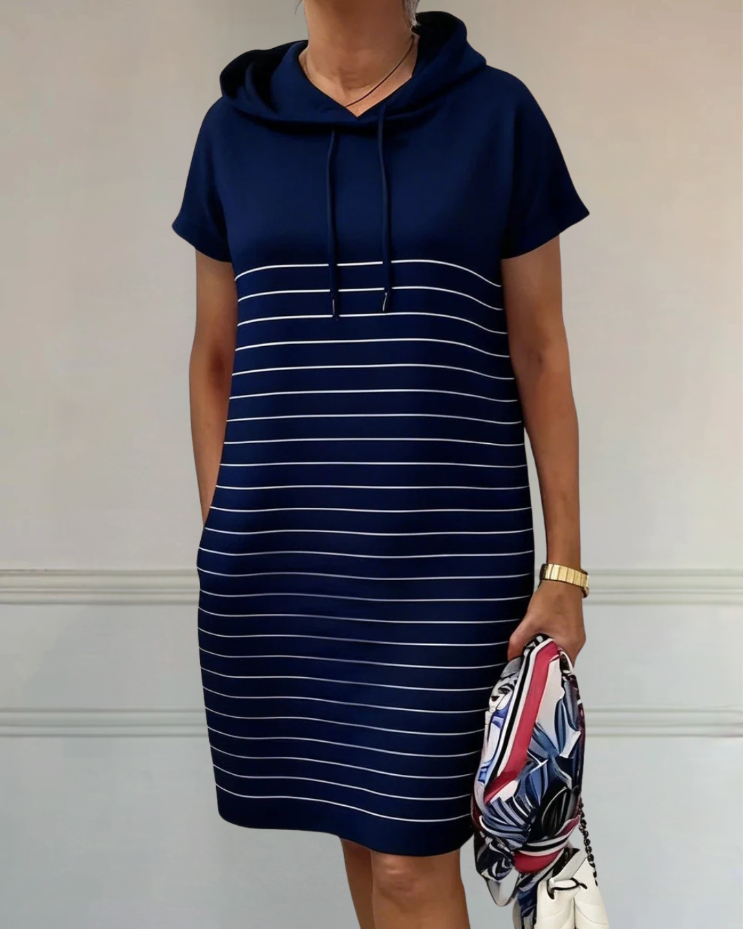 Gavellea | Comfortable Striped Hooded Dress