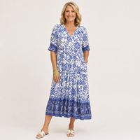 Keisha | Graceful V-Neck Floral - Blue