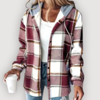 ROWAN – PLAID HOODED JACKET - Red