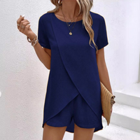 AMALIA™ – Elegant Summer Co-ord Lounge Set - Navy Blue