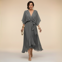 Monica | V-neck dress - Gray