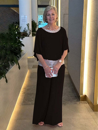 Nessa™ Classy Elegant Set | Relaxed Top and Wide-Leg Trousers - Black
