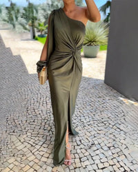 Eleanor™ | Timeless A-Line Elegant Dress - Olive Green