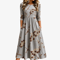 Autumn Blossom Pocket Midi Dress - S