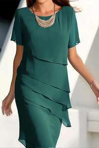 Linda | Elegant Comfort Ruffle Dress - Green