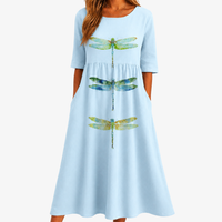 Sky Meadow Dragonfly Pocket Midi Dress - S