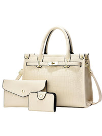 ALENOR™ – Crocodile Embossed Large Capacity Crossbody Handbag Set - White