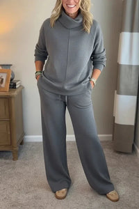 Colleen™ | Women Casual Turtle-neck 2 Piece - Grey