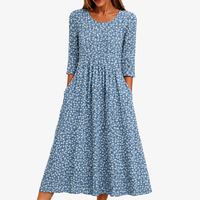 Blue Meadow Easy-Wear Floral Midi Dress - S
