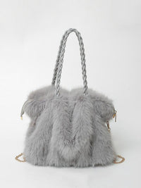 Bethany | Women Plush Velvet Shoulder Tote - Grey