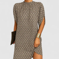 Larissa™ | Elegant Dress - Beige Pattern