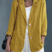Margaret – Casual Cotton Blazer - Yellow