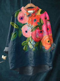 Charlotte | Women's Flower Art Print Casual Shirt - Multicolour