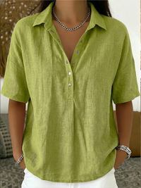 Willow | Blouse with Collar and Button - Green