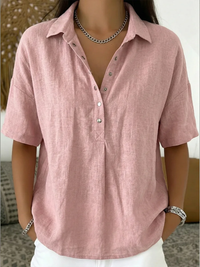 Willow | Blouse with Collar and Button - Pink