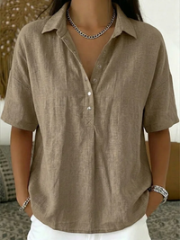 Willow | Blouse with Collar and Button - Khaki