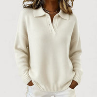 Isabel | Cozy Collared Knit Sweater - White
