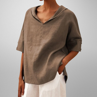 Lucy™ | Women Cotton Loose-Fitting Blouse - Khaki