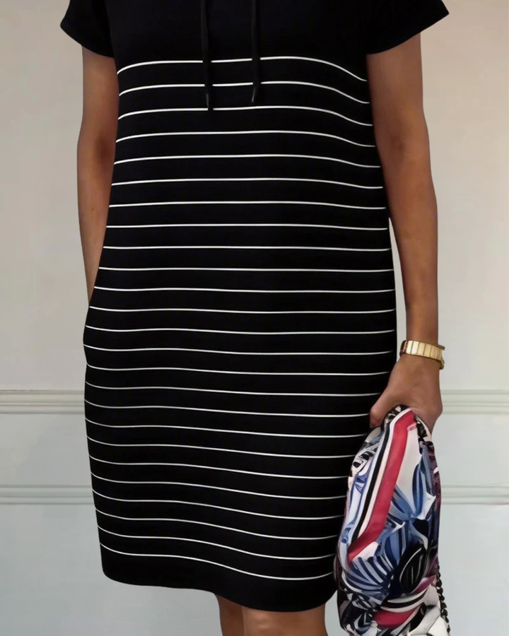 Gavellea | Comfortable Striped Hooded Dress