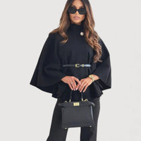 ALIYA – ELEGANT CAPE JACKET - Black