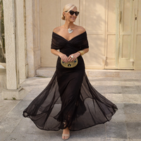 Mikaela | Off Shoulder Maxi Dress - Black