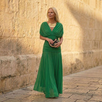 Sienna | Elegant Green Dress - Kelly Green