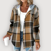 ROWAN – PLAID HOODED JACKET - Brown
