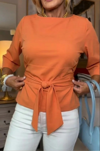 Edith | Stylish Bow Waist Top (1+1 Free – Add 2 to Your Cart to Receive Your Free Item) - Orange