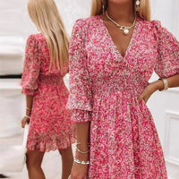 Sunna - Elegant Floral Dress - Pink (Almost sold out)